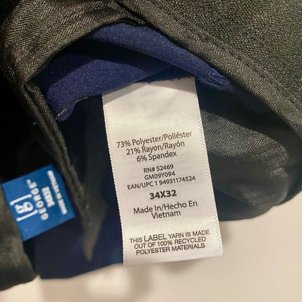 Like New! Men’s Dress Pants Navy Blue 34/32 Flat Front Worn Once Machine Wash